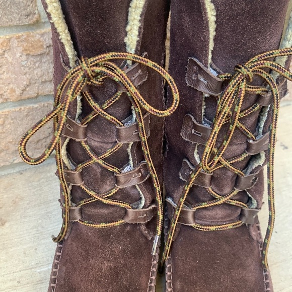 Timberland Fauna Waterproof Brown Leather Moc Toe Lace-Up Boots Women’s 7 - Picture 6 of 15